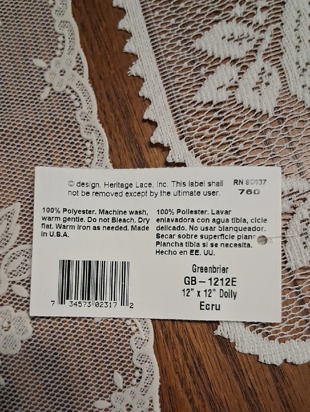 (E) Heritage Lace table centerpiece mats, or plant protectors, ecru color